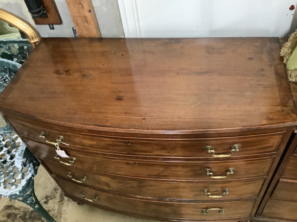 A Regency inlaid mahogany chest fitted four graduated long drawers, width 107cm depth 52cm height 97cm